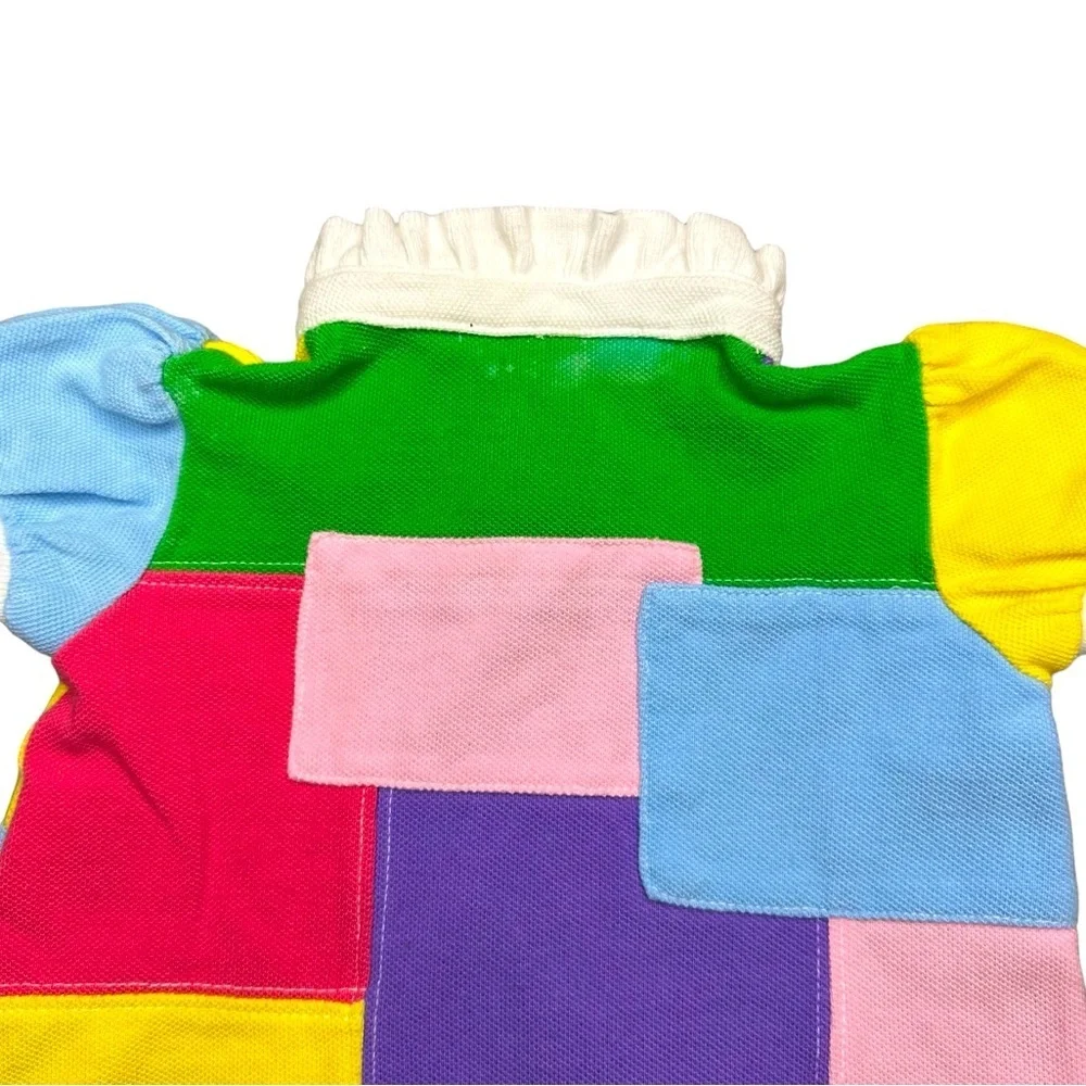 Ralph Lauren Patchwork Color Block Dress w/ Ruffle Lace Trim - Size 6M